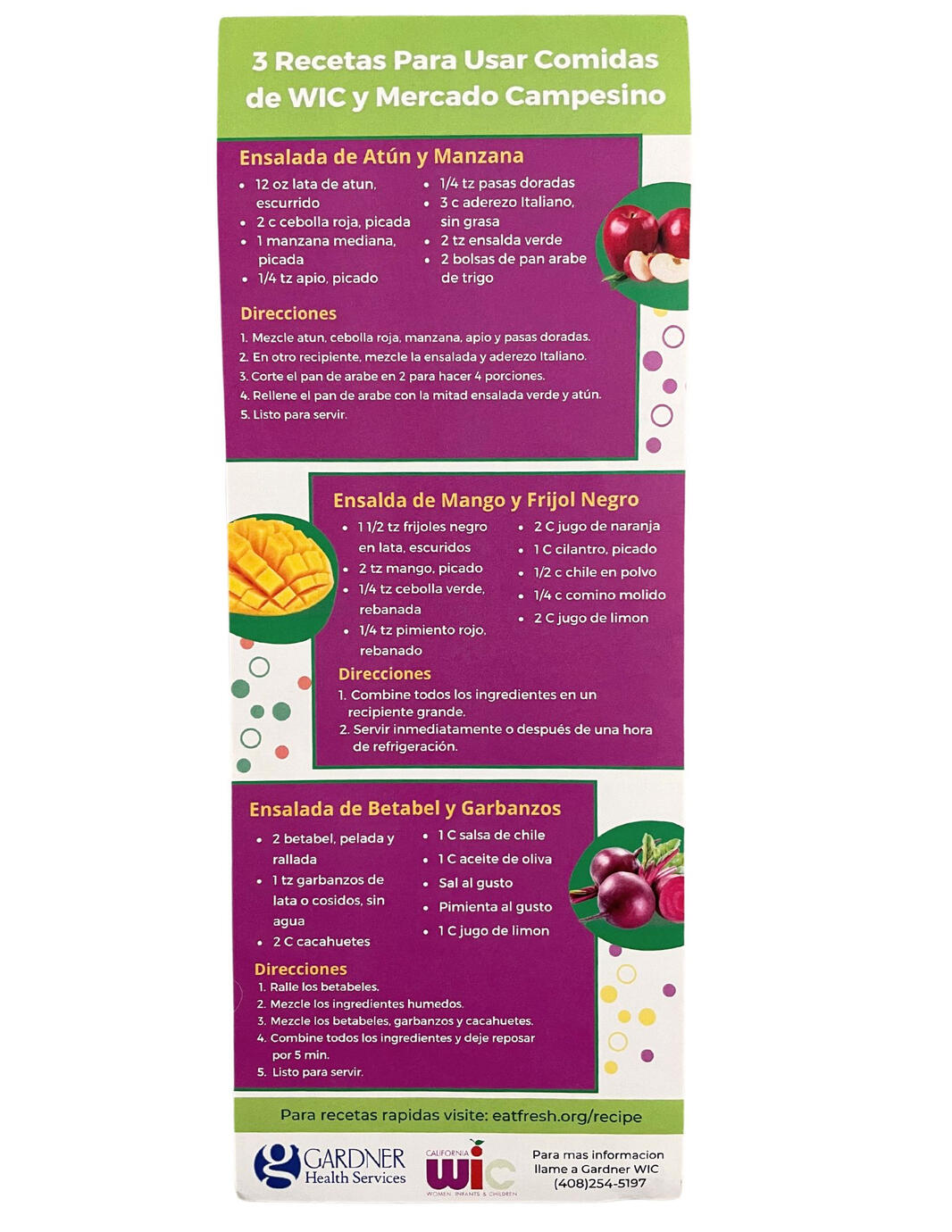 Farmers Market WIC Recipes Spanish