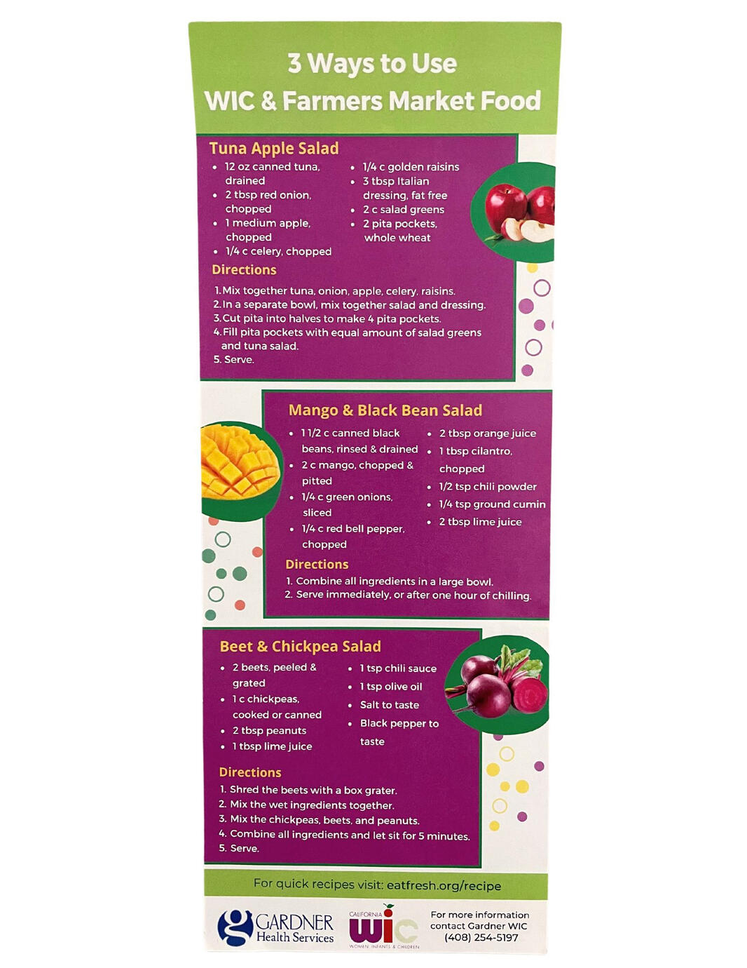 Farmers Market WIC Recipes in Spanish